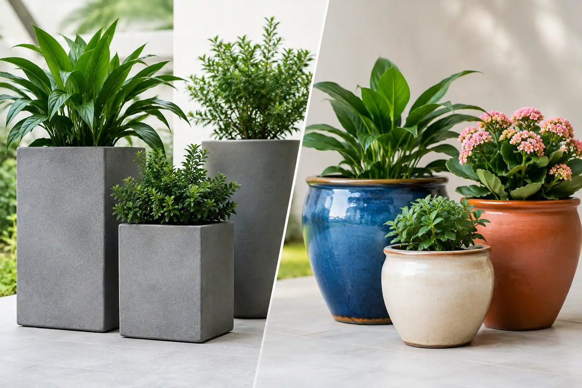 Fiberstone Planters Versus Ceramic Pots