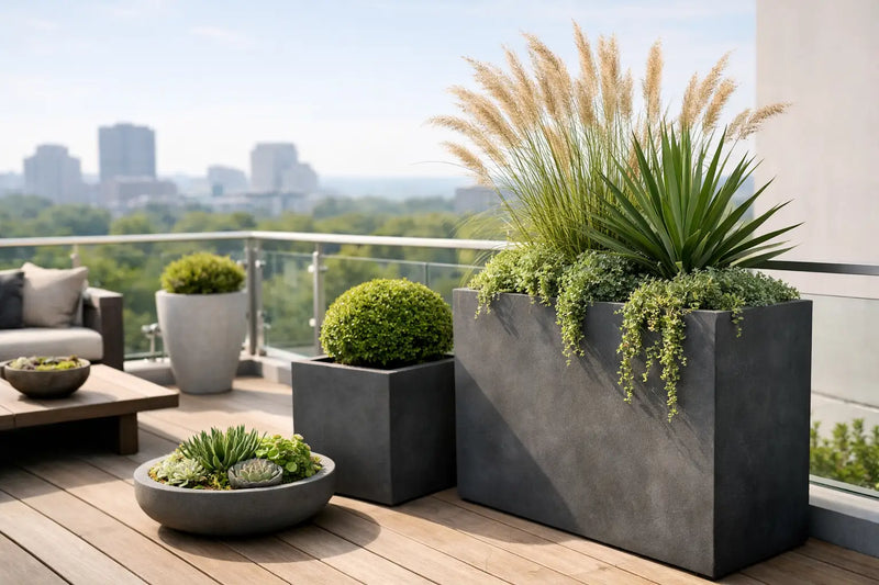 Fiberstone Outdoor Planters for Elevated Spaces