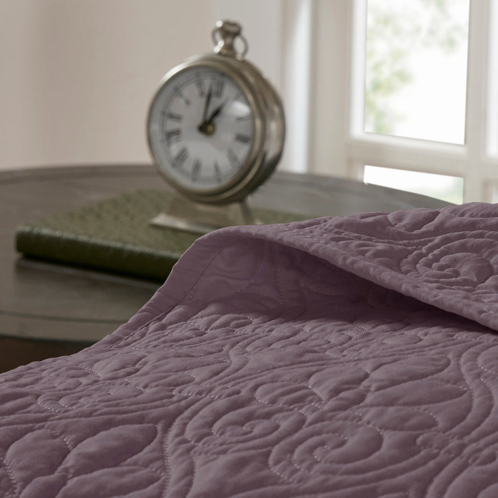 Reversible Bedspread Set Purple Queen Media 3
