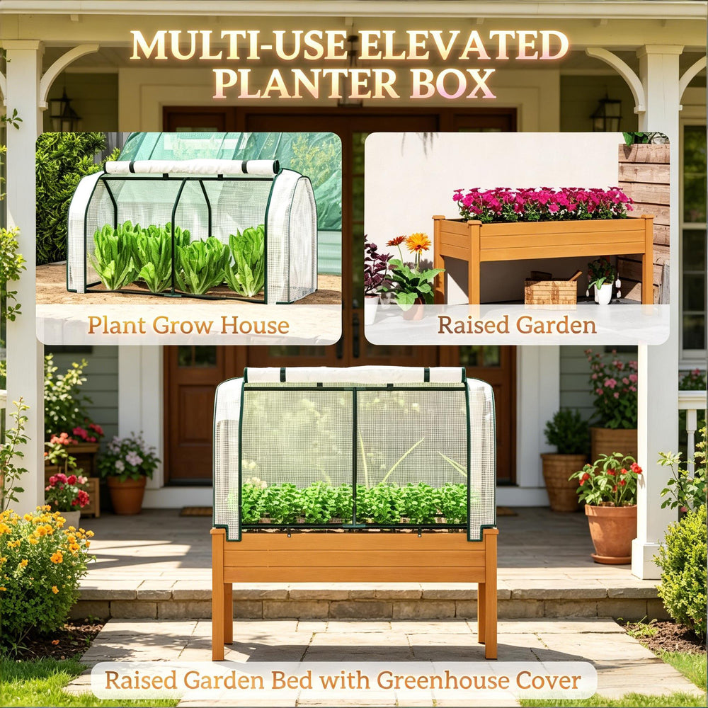 Outdoor Planter Box,Raised Garden Bed,Vegetables Planter Box Media 3