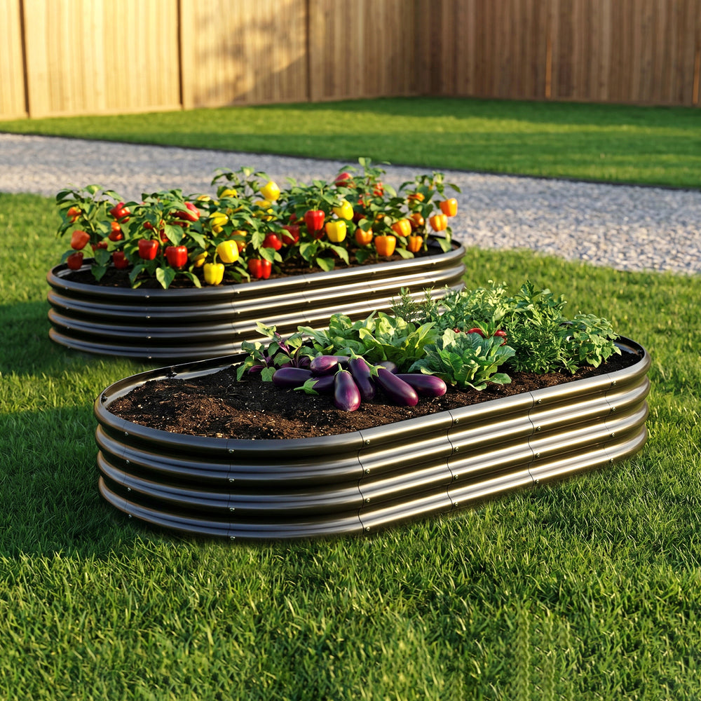 Galvanized Raised Garden Bed 6x3x1ft - Heavy Duty Metal Planter Box for Vegetables, Herbs & Flowers, Rust-Proof Outdoor Garden Bed with Large Capacity, Black, 2PCS Media 3