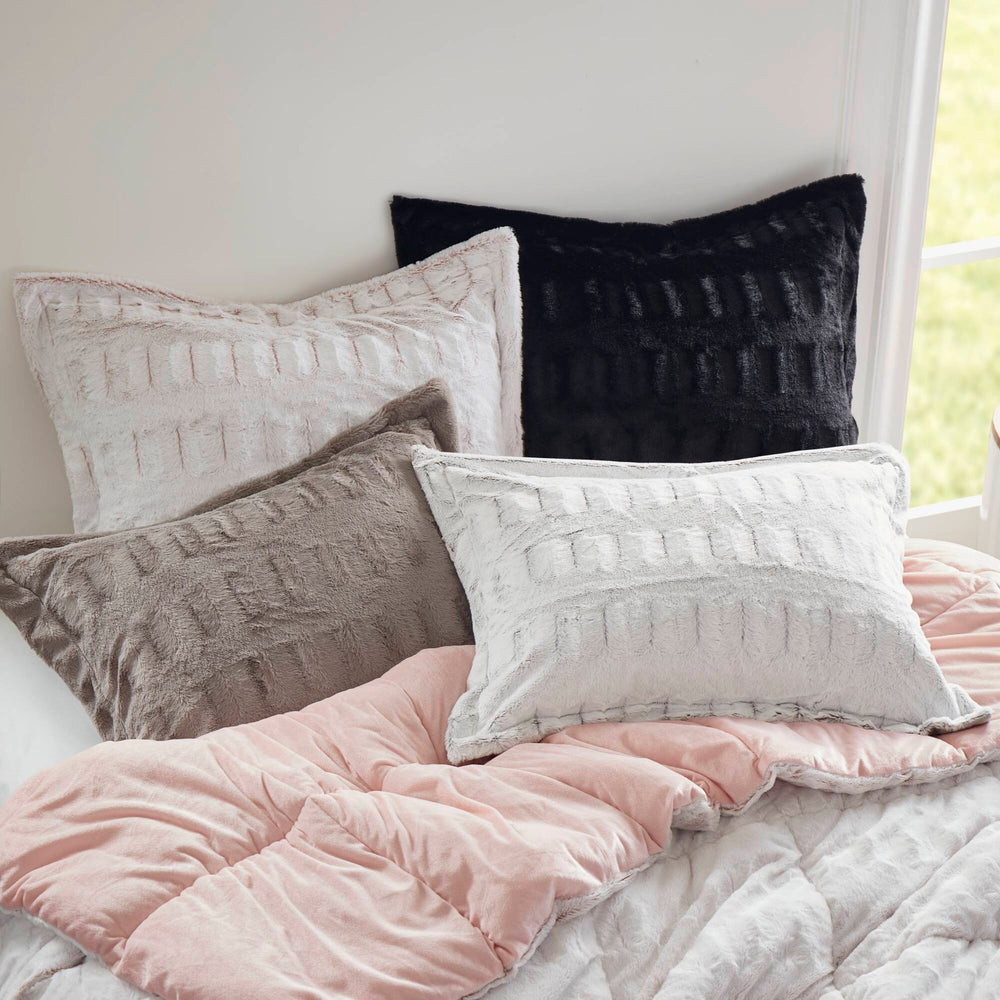 2 PCS Twin/Twin XL Solid Faux Fur Comforter Mini Set Black Media 10