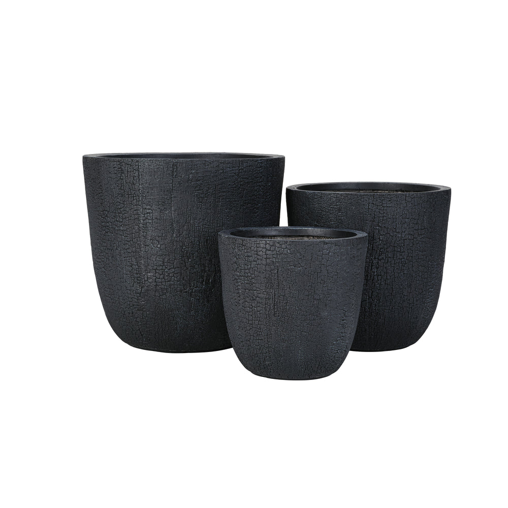U_STYLE Lightweight MGO Planter Set of 3,16.93'+13.78'+11.02' Dia Round Concrete Stackable Flower Pots with Drainage Holes and Rubber Plug,Crackle Stone Texture for Patio Garden Balcony Indoor Outdoor Media 10