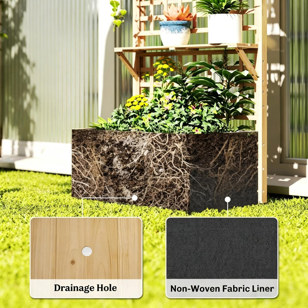 Garden Elevated Planter Box,Wooden Raised Garden Bed,Planter Box Media 5