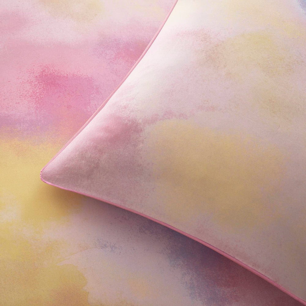 4 Pieces Full/Queen Watercolor Tie Dye Printed Comforter Set with Throw Pillow,Pink Media 15