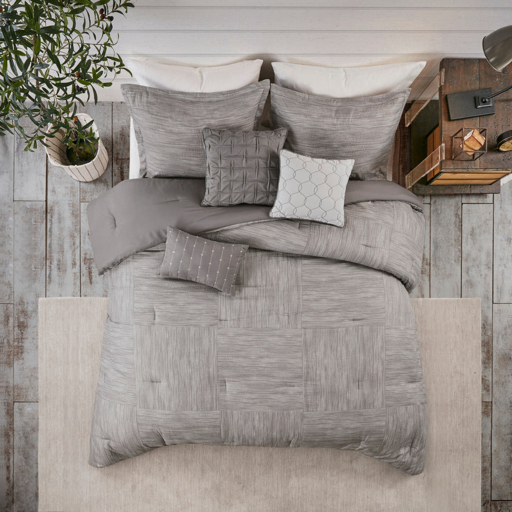 7 Piece Printed Seersucker Comforter Set Grey King Media 15