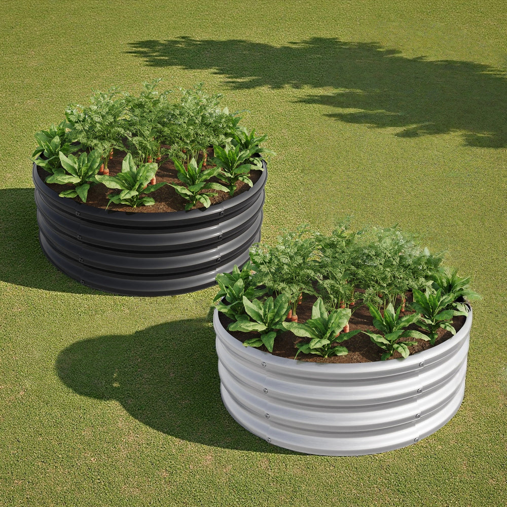 2PCS 32.08'*11.4' Tall Round Raised Garedn Bed,Metal Raised Beds for Vegetables, Outdoor Garden Raised Planter Box, Backyard Patio Planter Raised Beds for Flowers, Herbs, Fruits Silver Media 4
