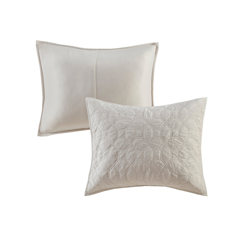3 Piece Velvet Quilt Set Ivory King/Cal King Media 9