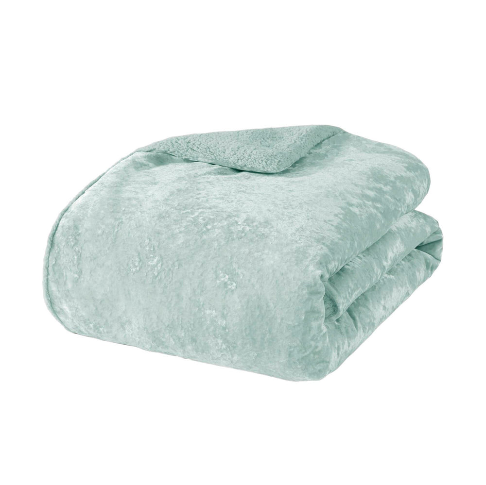 3 PCS Full/Queen Crushed Velvet   Reversible Comforter Set Aqua Media 7