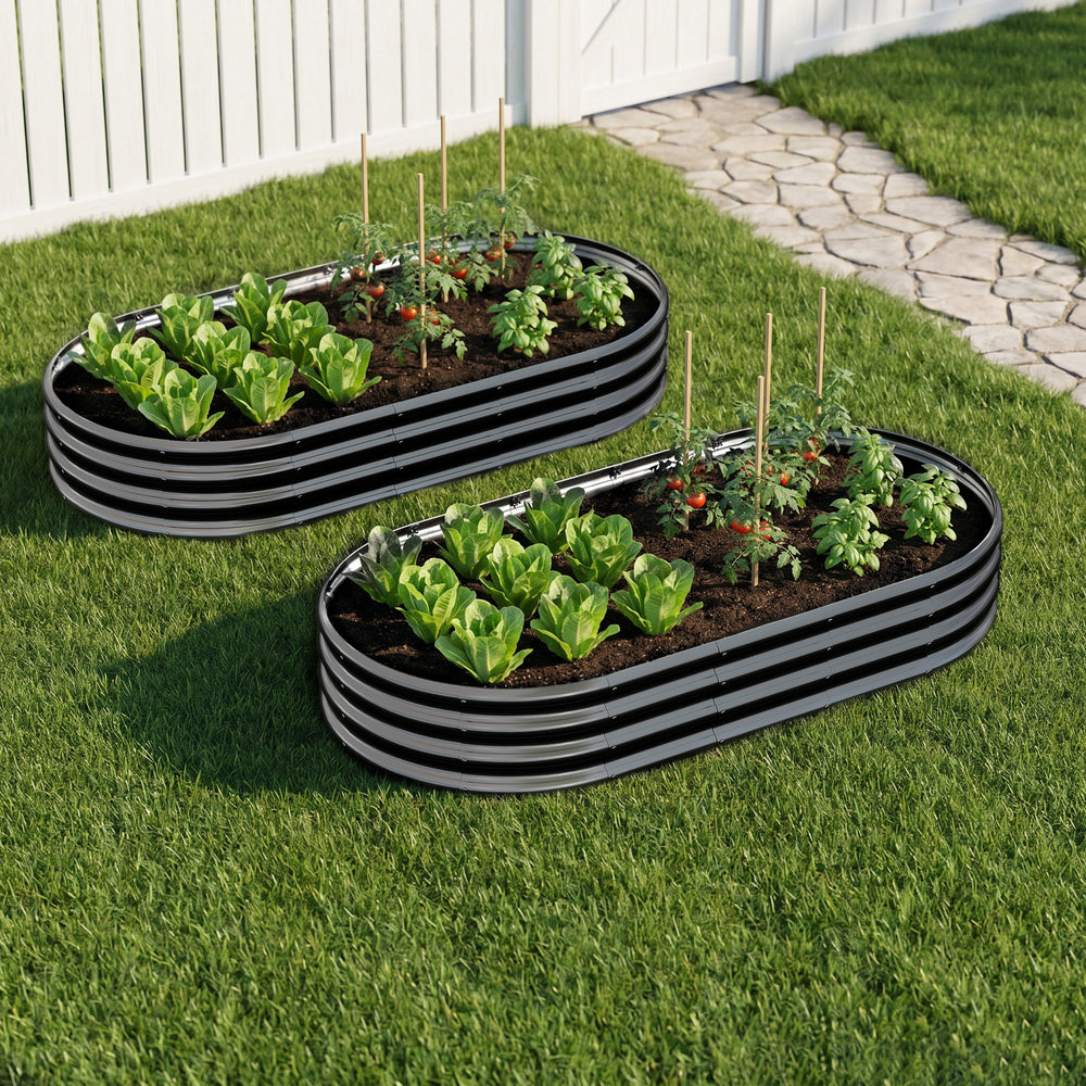 Galvanized Raised Garden Bed 6x3x1ft - Heavy Duty Metal Planter Box for Vegetables, Herbs & Flowers, Rust-Proof Outdoor Garden Bed with Large Capacity, Black, 2PCS Media 5