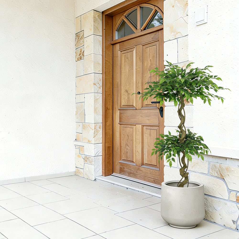 5.2FT Artificial Ficus Tree, Lifelike Faux Banyan Tree with Pot for Home, Office Patio Decor, 1pc/set Media 10