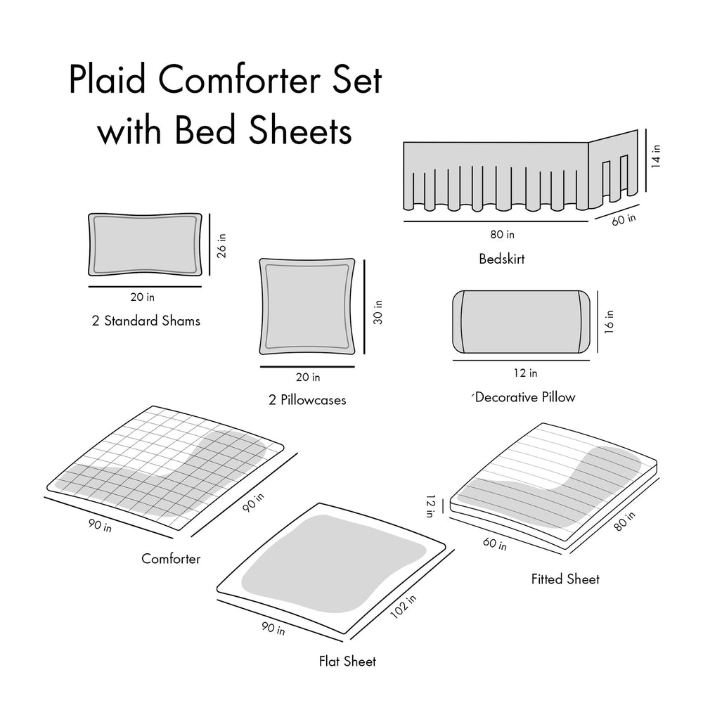 Queen Plaid Comforter Set with Bed Sheets Media 15