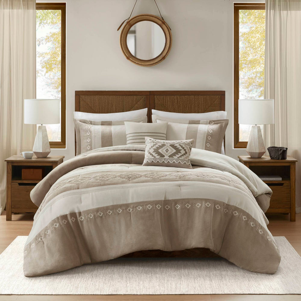 5-Piece Full/Queen Comforter 5pcs Set,Taupe Media 1