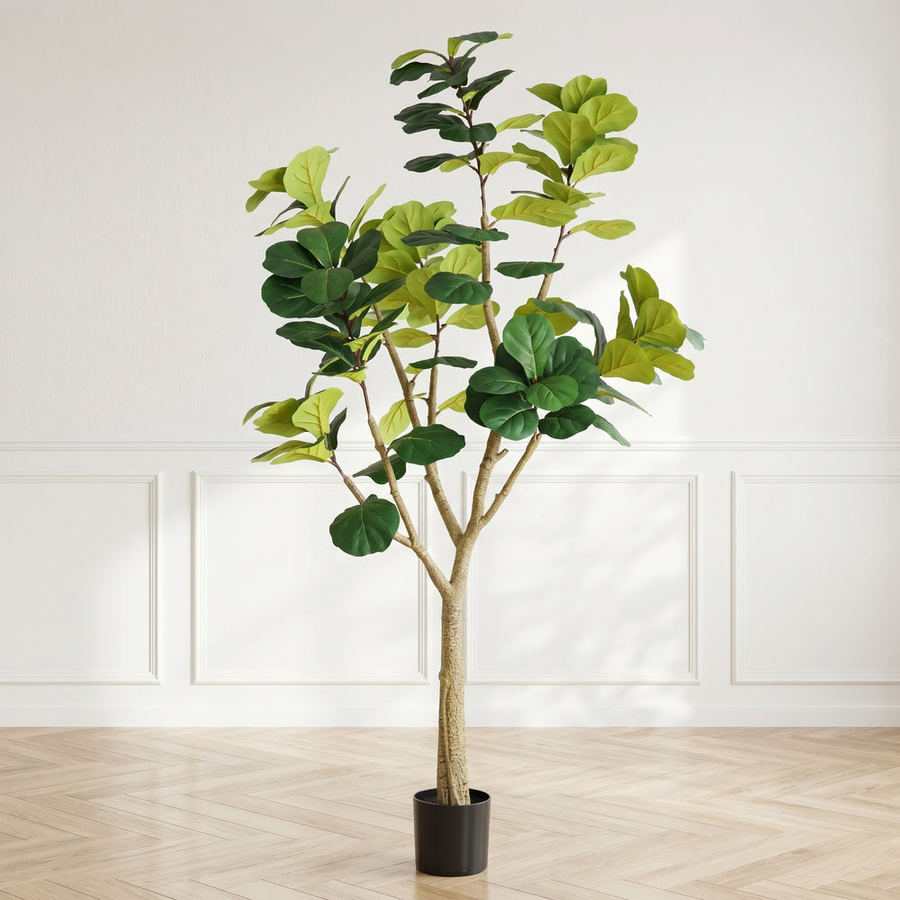 7FT Artificial Fiddle Leaf Fig Tree, Realistic Faux Potted Plant in Black Pot, 1pc/set Media 3