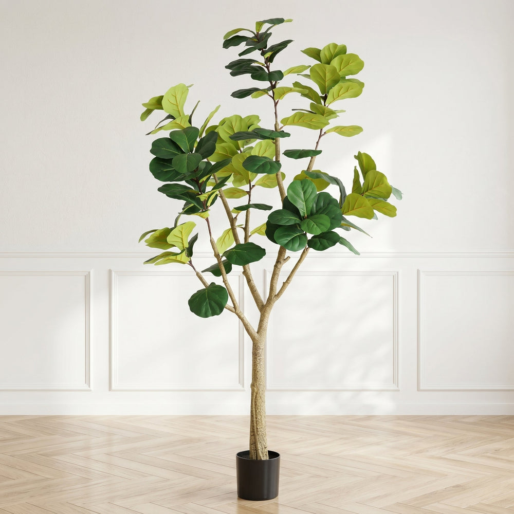 7FT Artificial Fiddle Leaf Fig Tree, Realistic Faux Potted Plant in Black Pot, 1pc/set Media 3