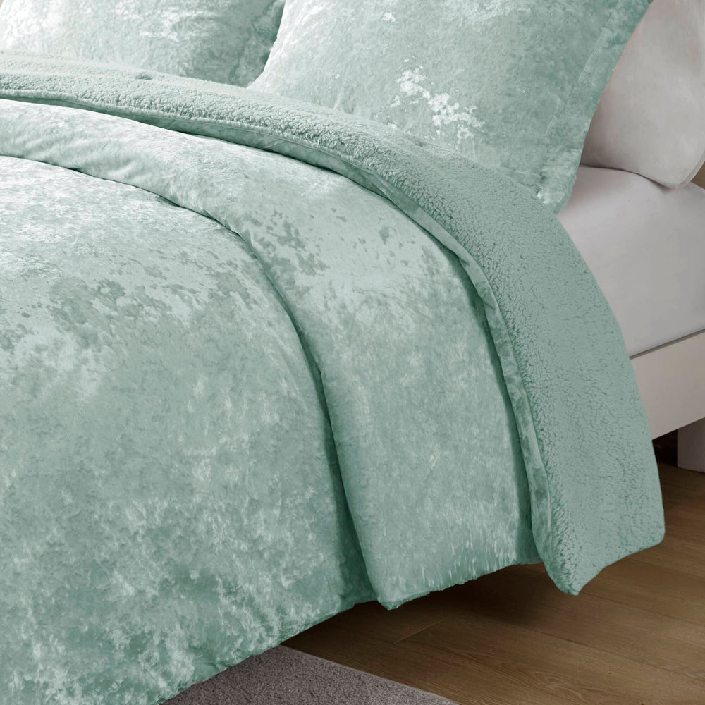 3 PCS Full/Queen Crushed Velvet   Reversible Comforter Set Aqua Media 11