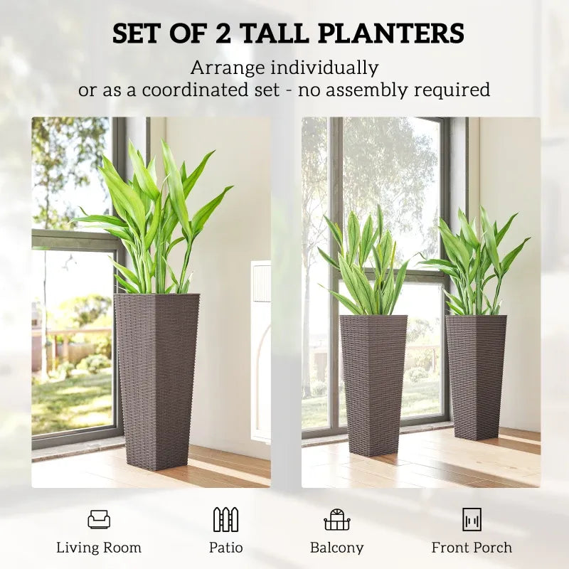 Flower Boxs,Set of 2 Flower Pots,Tall Planters Media 3