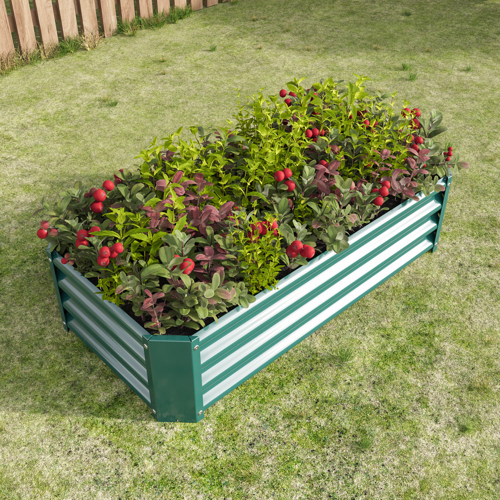 Metal Raised Garden Bed, Rectangle Raised Planter 4×2×1ft  for Flowers Plants, Vegetables Herb Veezyo Green Media 11