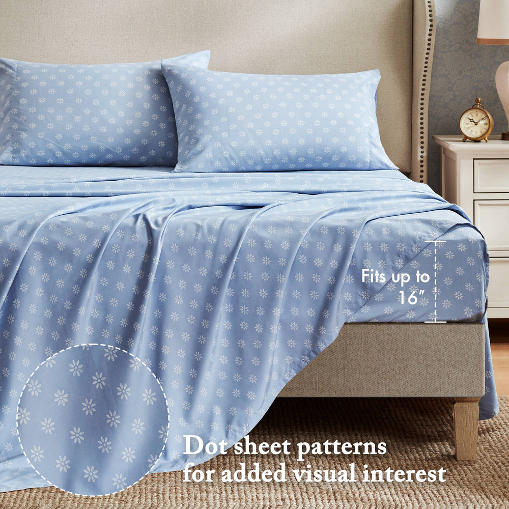 5-Piece Twin 5 Piece Vin -inspired Collection floral print,Beige/Blue Media 4