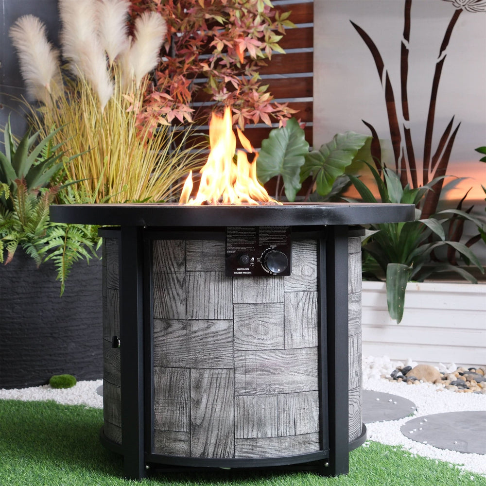 Outdoor Propane Fire Pit Concrete Stonecrest & Lava Rocks Cover Included Media 17