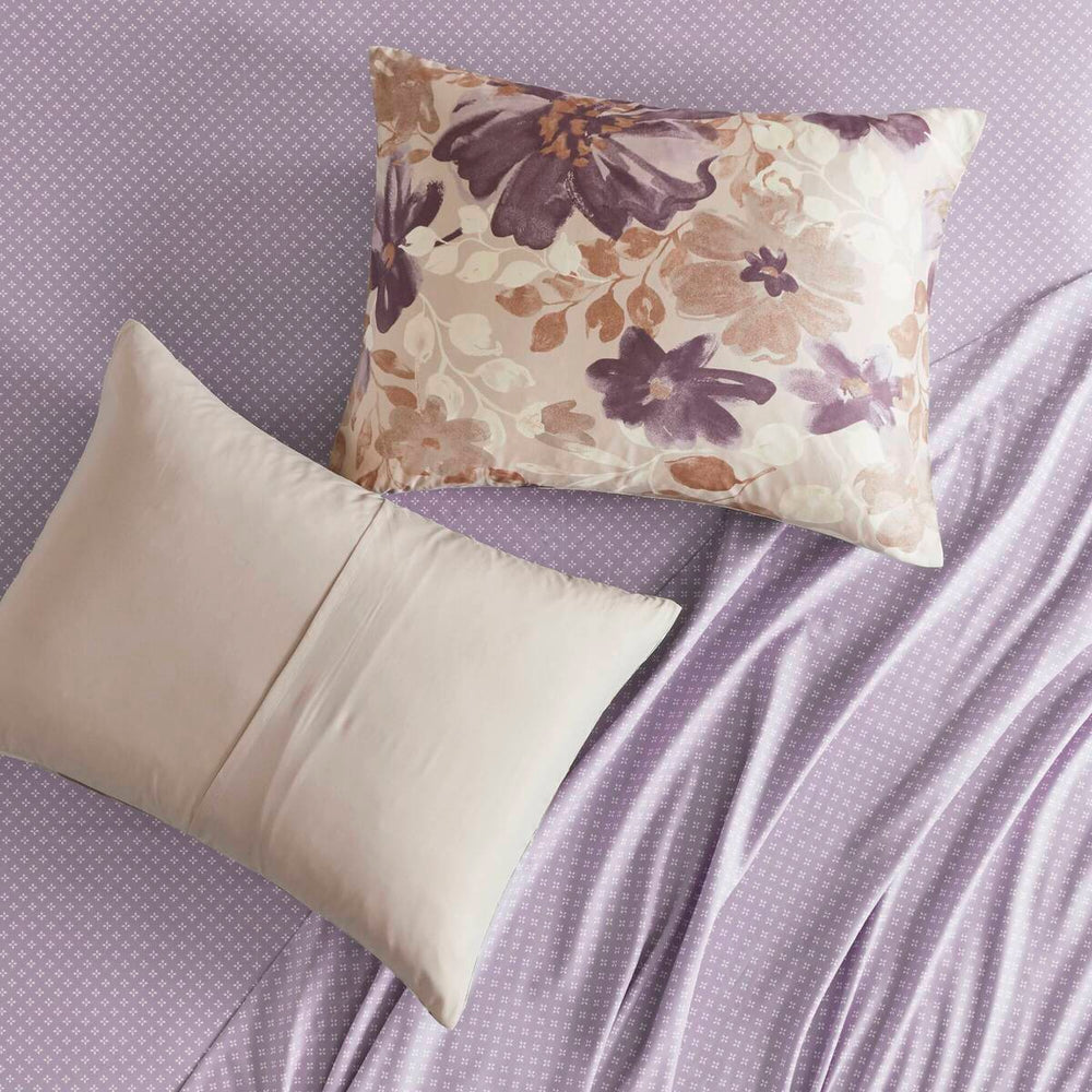 Floral Comforter Set with Bed Sheets Taupe King Media 13