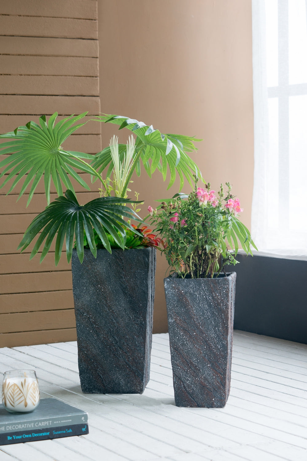 9.4x9.4x18.1' Cement Planter Large, Indoor Outdoor Garden Functional  Decor Media 7