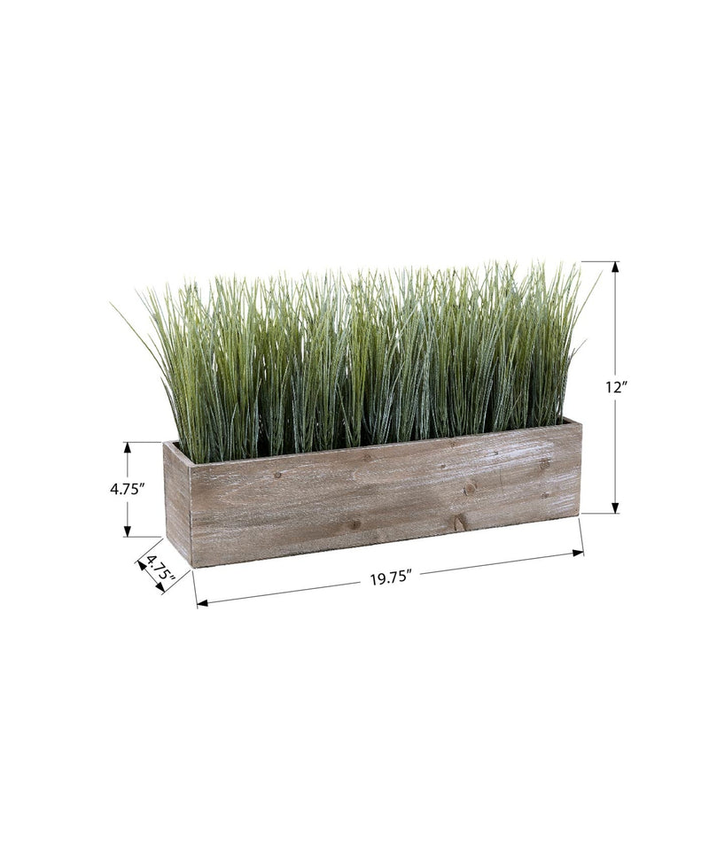 Artificial Plant, 12' Tall, Grass, Table, Brown Wood Pot, Contemporary, Modern