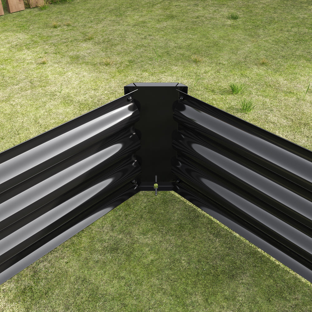 2PCS Black 8×4×1ft Metal Raised Rectangle Garden Planter Beds Media 9