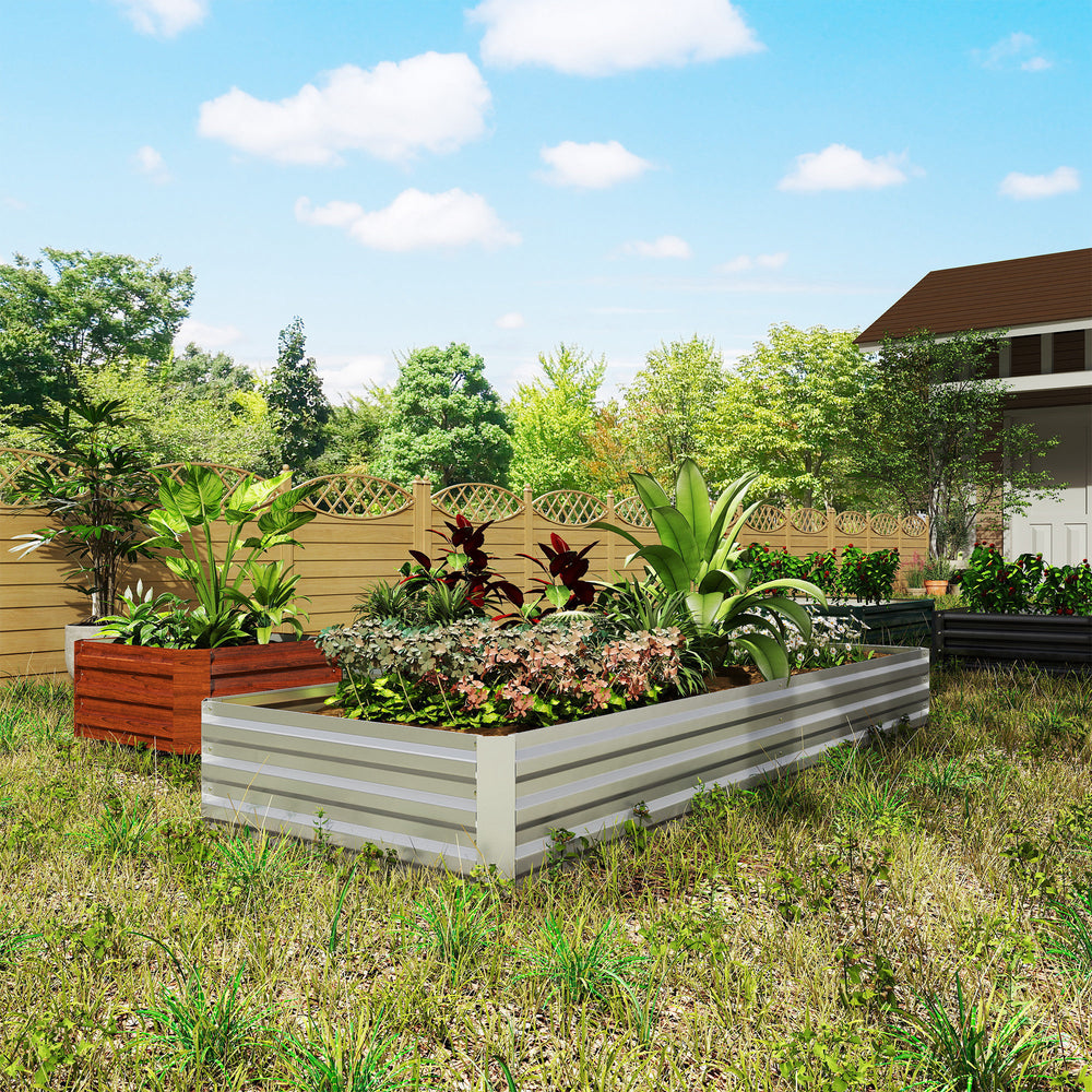 Outsunny 95' x 36' x 12' Galvanized Raised Garden Bed, Metal Elevated Planter Box, Easy DIY and Cleaning for Growing Flowers, Herbs, Silver Media 4