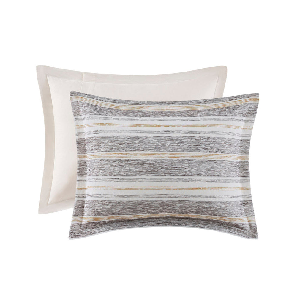 Oversized Chenille Jacquard Striped Comforter Set with Euro Shams and Throw Pillows Media 10