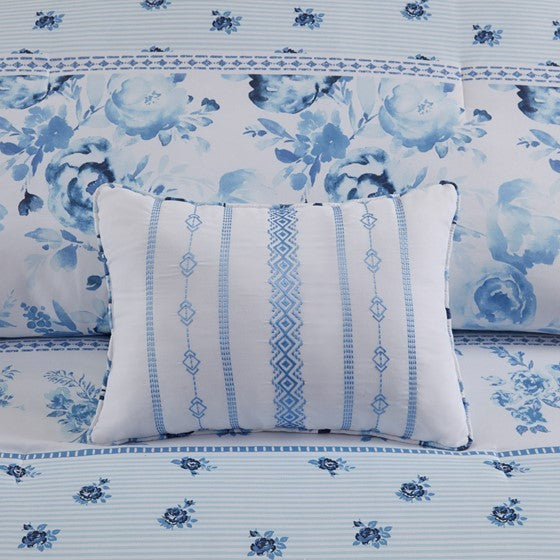 Twin/Twin XL Floral Striped Comforter Set Media 2