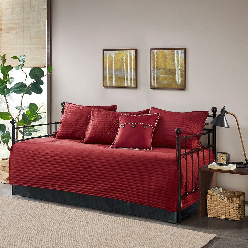 6 Piece Reversible Plaid Daybed Cover Set Red Daybed Media 5