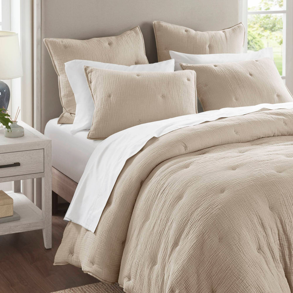 3-Piece King Cotton  Embroidered Quilt Set,Taupe Media 3