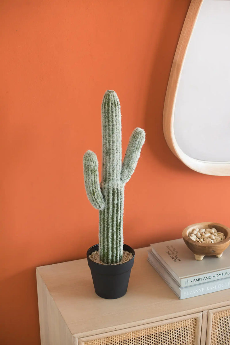 8x5x24.5'H Artificial Saguaro Cactus in Black Pot