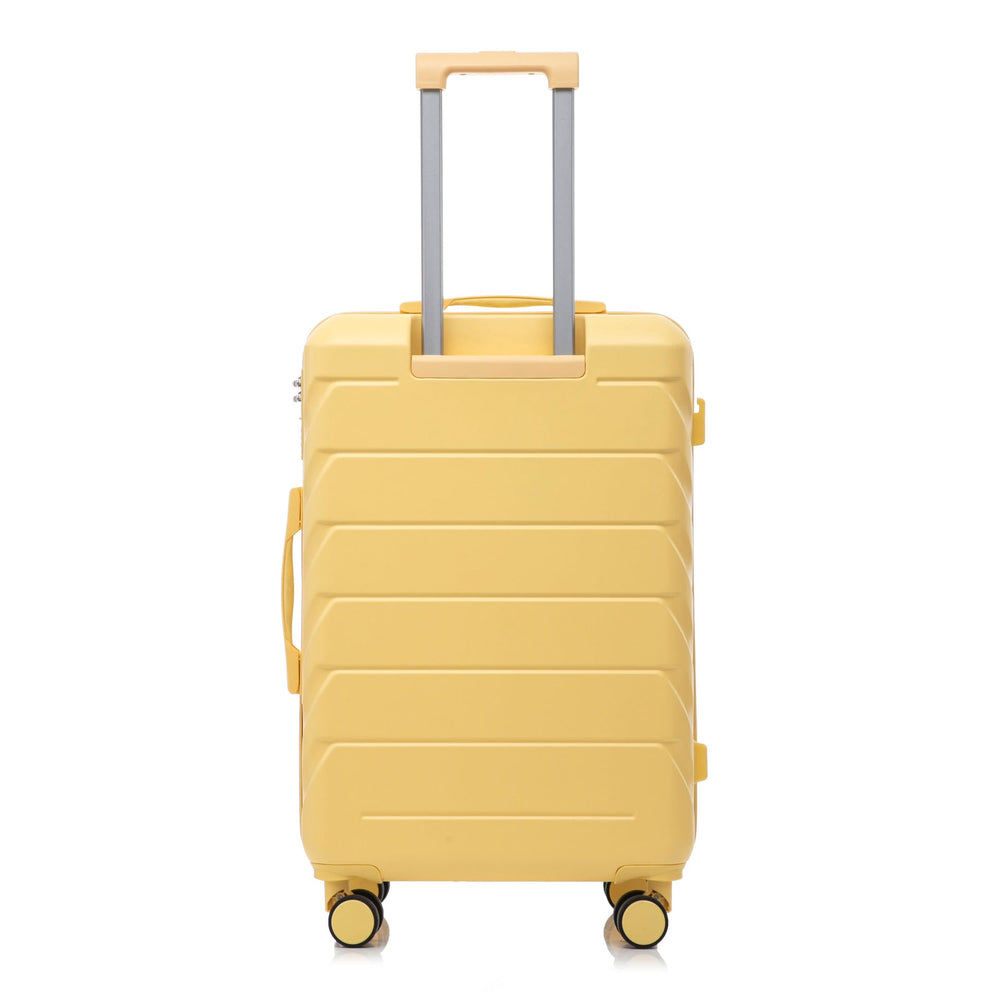 ABS Luggage Set Spinner Wheel 3-Piece Yellow Waterproof Travel Case 20 24 28 Inch Media 25