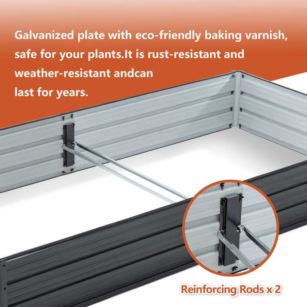 Galvanized Raised Garden Beds Outdoor // 8×4×1 ft Planter Raised Beds for Gardening, Vegetables, Flowers // Large Metal Garden Box Media 7