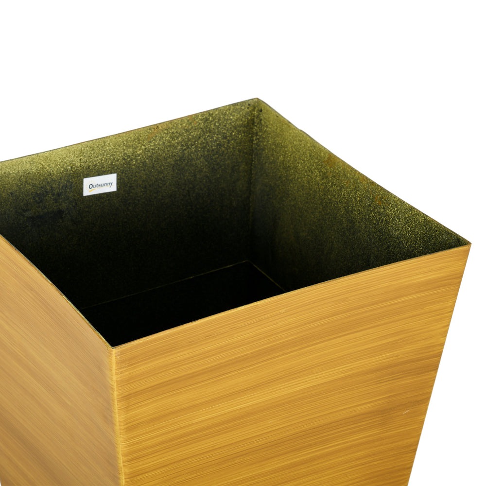 Outsunny 28' Tall Outdoor Planters Set of 3 with Drainage Holes Faux Wood Plastic Flower Pots for Garden Patio Tan Media 8