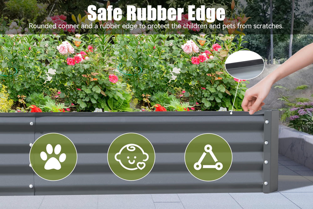 8x4x1 ft Galvanized Raised Garden Bed, Outdoor Planter Garden Boxes Large Metal Planter Box for Gardening Vegetables Fruits Flowers, Gray Media 2