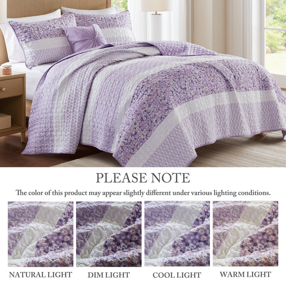 4 PCS King/Cal King Seersucker Quilt Set with Throw Media 19