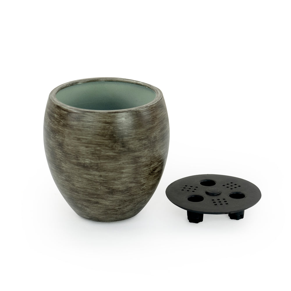 Smart Self-watering Round Planter Pot for Indoor and Outdoor - Gray Wash Media 4