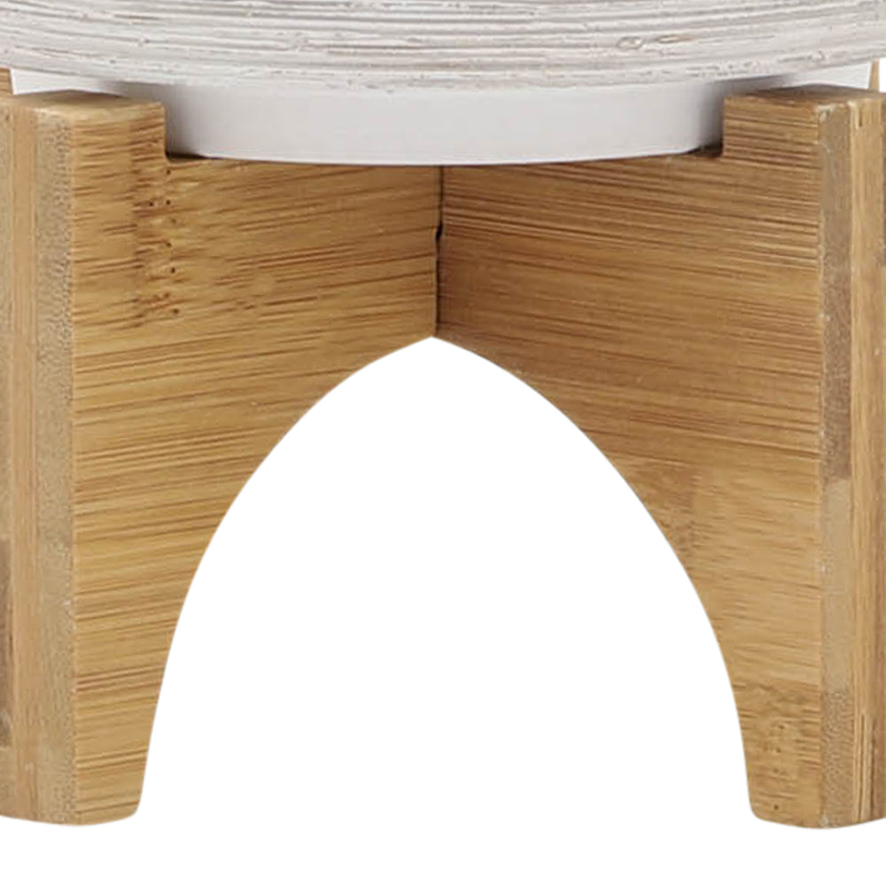 CERAMIC 5' PLANTER ON WOODEN STAND, GRAY Media 8