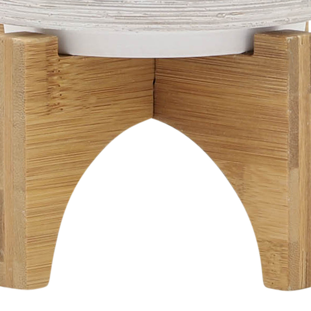 CERAMIC 5' PLANTER ON WOODEN STAND, GRAY Media 8