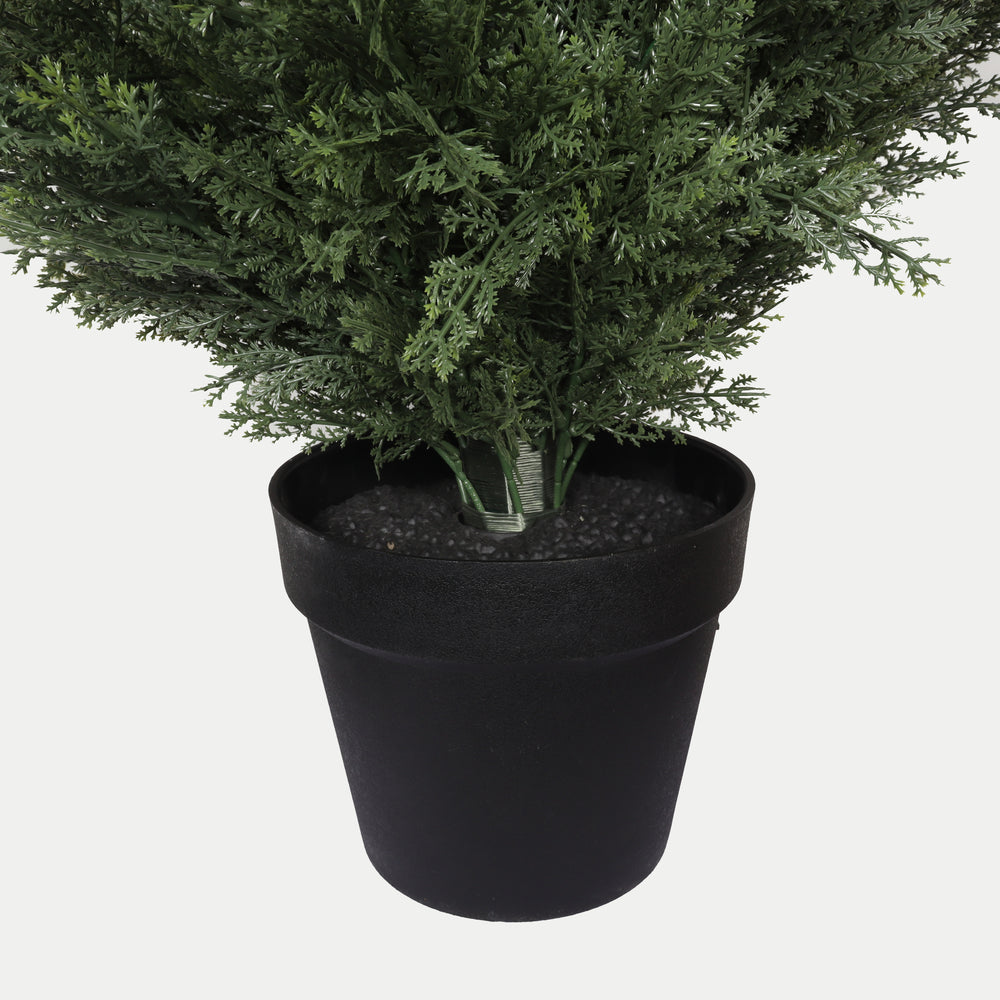 Realistic Artificial Cypress Tree in Black Plastic Pot, UV Resistant Green Fabric Leaves, 60-Inch Indoor Outdoor Topiary Plant for Garden or Entryway Decoration Media 6