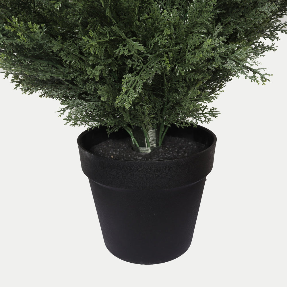 Realistic Artificial Cypress Tree in Black Plastic Pot, UV Resistant Green Fabric Leaves, 60-Inch Indoor Outdoor Topiary Plant for Garden or Entryway Decoration Media 6