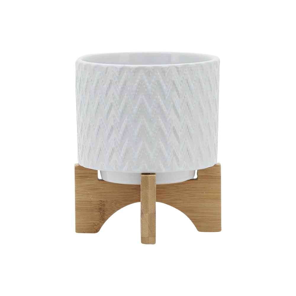 5' CHEVRON PLANTER W/ STAND, WHITE Media 3