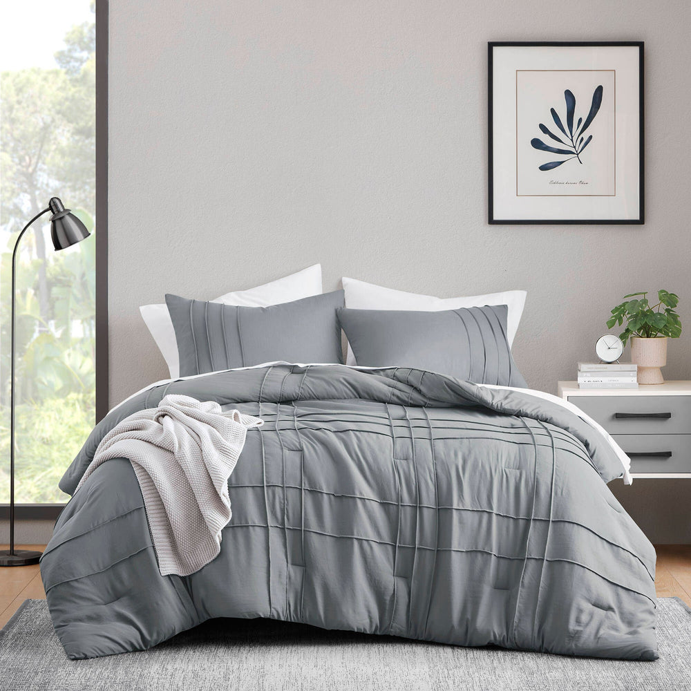 2-Piece Twin/Twin XL Soft Washed Pleated Comforter Set Media 11