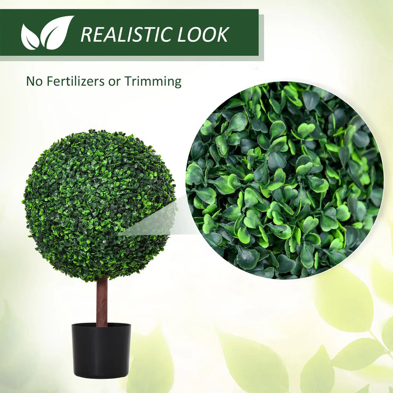 23.5' Artificial Boxwood Topiary Ball Tree, Fake Decorative Plant, Nursery Pot Included for Home, Balcony, Backyard and Garden