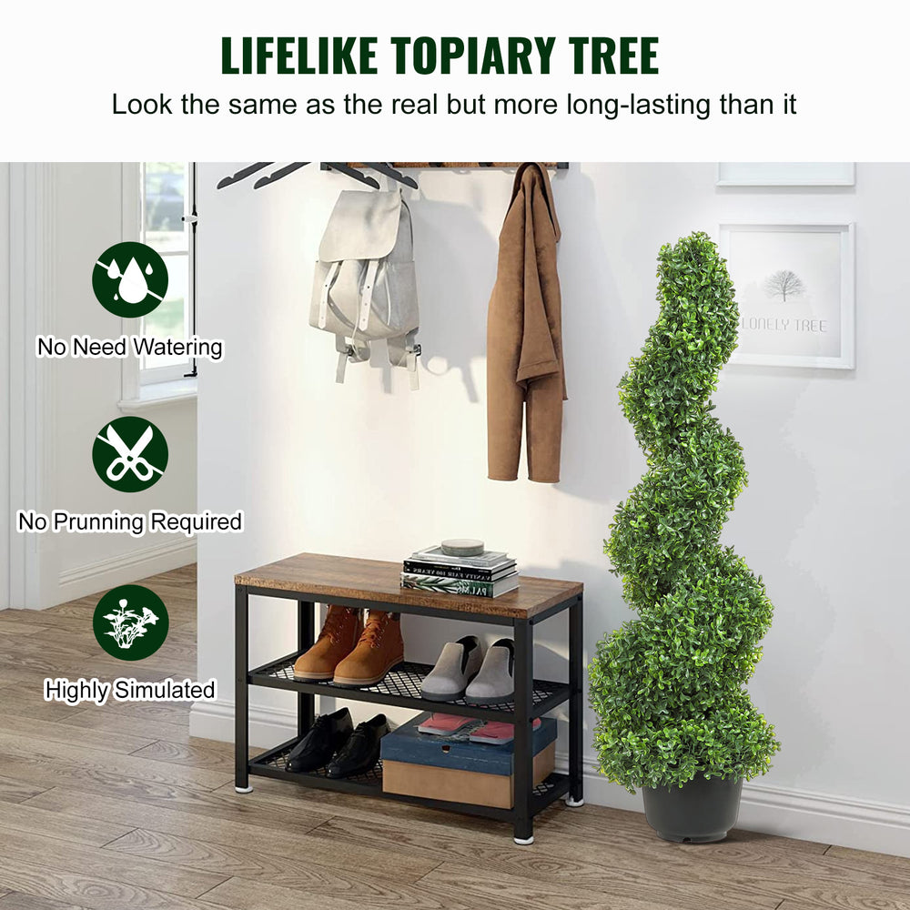 2 pcs. Artificial Boxwood Tower Topiary Spiral Artificial Plant 91cm high Decorative Plant Green Plastic PE Iron Topiary Plants incl. 10 pcs. Replacement Leaves Media 5