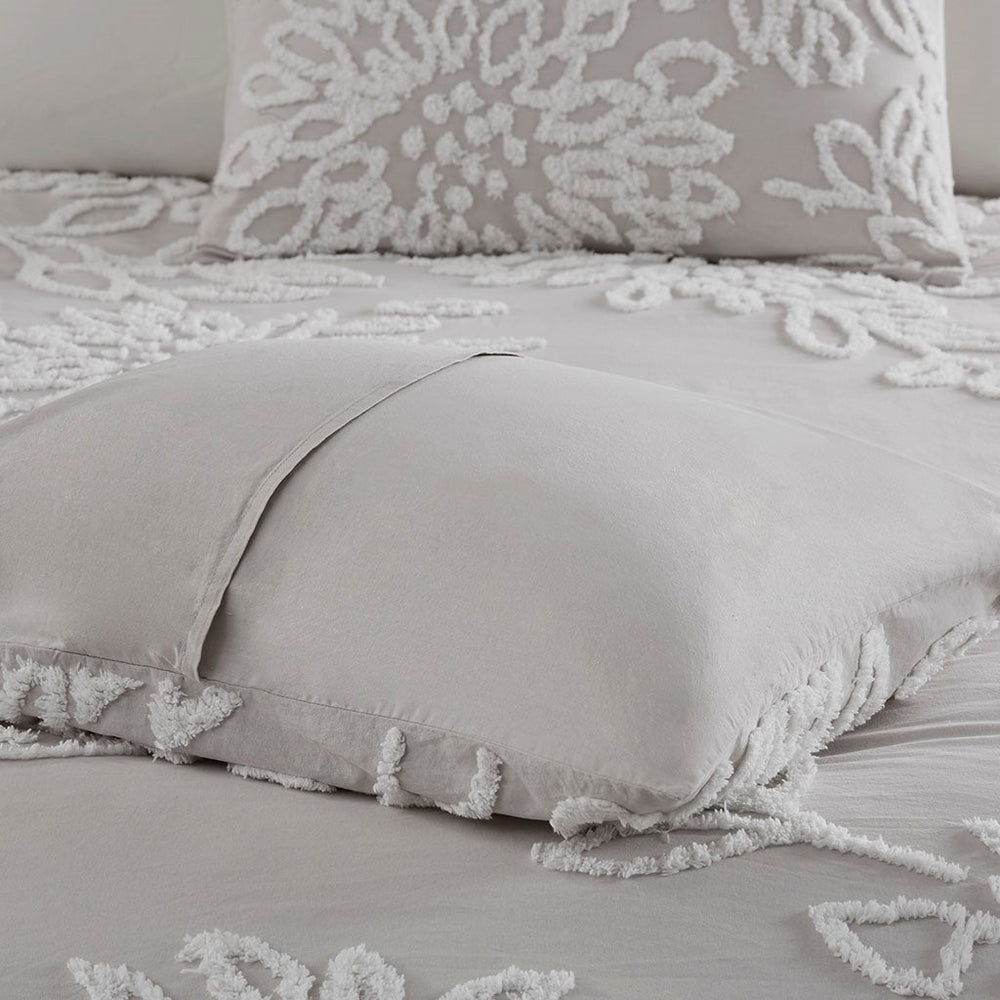 King/Cal King 3 Piece Tufted Cotton Chenille Floral Duvet Cover Set Media 12