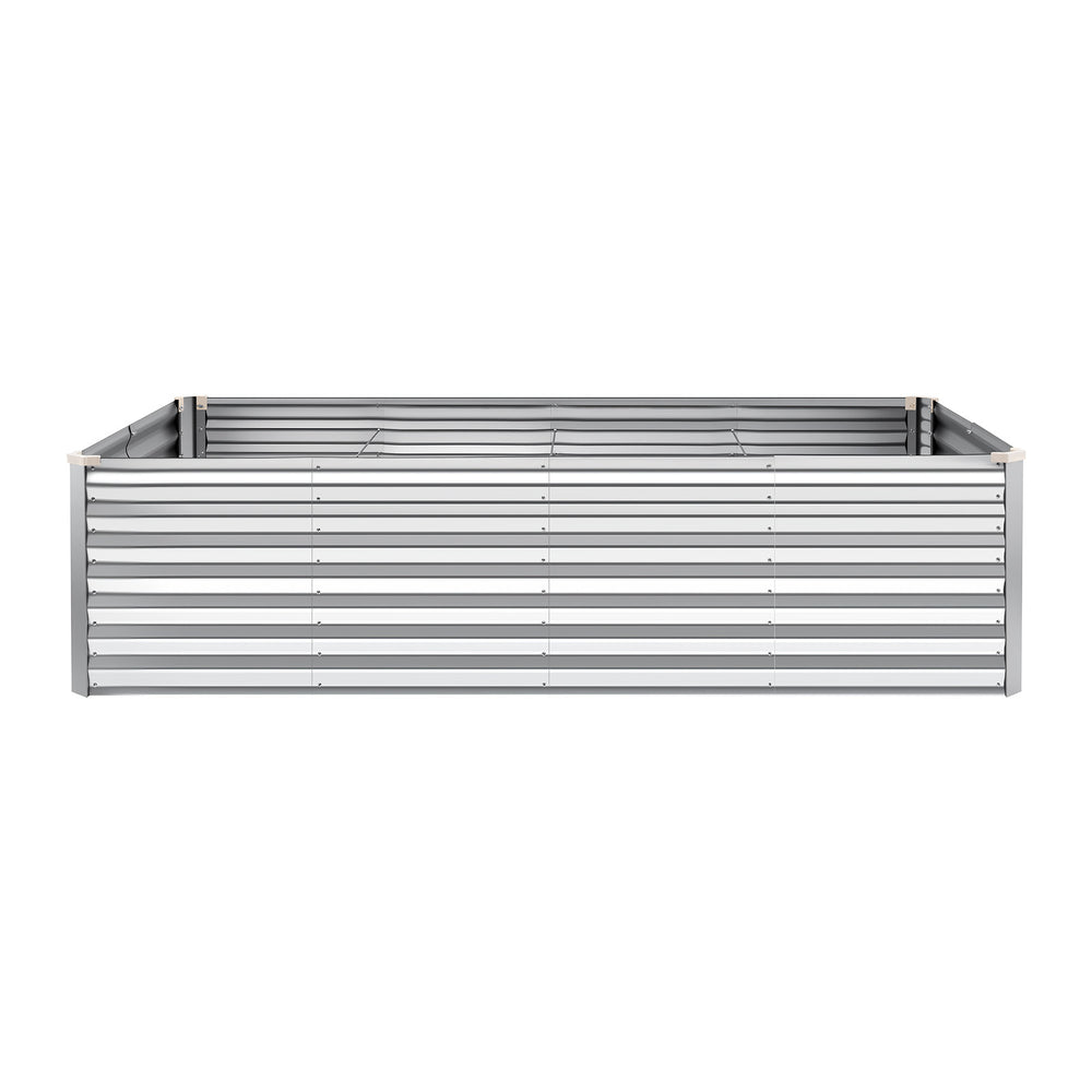 Galvanized Raised Garden Bed, 8 x 4 x 2 ft, Rectangular Metal Planter Box Kit Outdoor, Bottomless Elevated Planting Box with Gloves, Rustproof Alu-Zinc, for Growing Flowers Vegetables, Silver Media 1